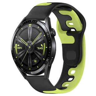 For Huawei Watch GT3 42mm 20mm Double Color Silicone Watch Band(Black+Green)