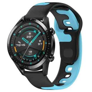 For Huawei Watch GT2 42mm 20mm Double Color Silicone Watch Band(Black+Blue)