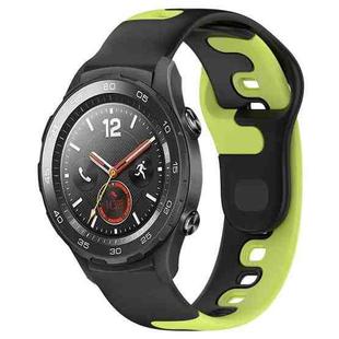 For Huawei Watch 2 20mm Double Color Silicone Watch Band(Black+Green)