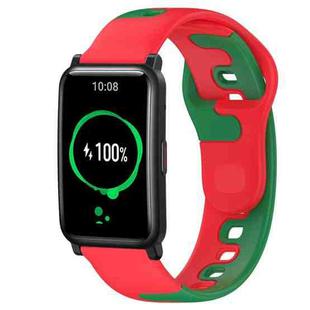 For Honor Watch ES 20mm Double Color Silicone Watch Band(Red+Green)