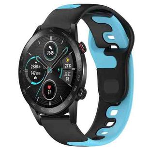 For Honor MagicWatch2 42mm 20mm Double Color Silicone Watch Band(Black+Blue)