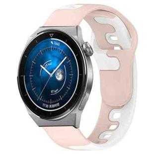For Huawei Watch GT3 Pro 46mm 22mm Double Color Silicone Watch Band(Pink+White)