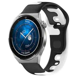 For Huawei Watch GT3 Pro 46mm 22mm Double Color Silicone Watch Band(Black+White)