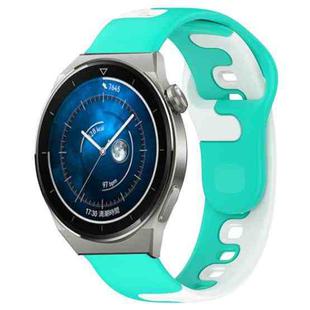 For Huawei Watch GT3 Pro 46mm 22mm Double Color Silicone Watch Band(Cyan+White)