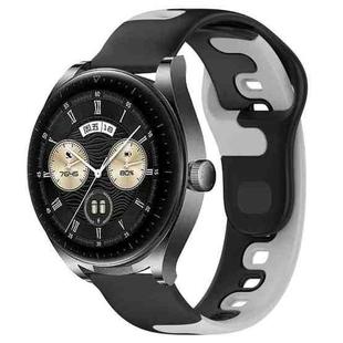 For Huawei Watch Buds 22mm Double Color Silicone Watch Band(Black+Grey)