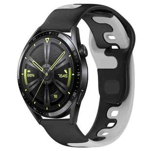 For Huawei Watch GT3 46mm 22mm Double Color Silicone Watch Band(Black+Grey)