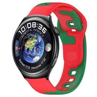 For Huawei Watch 4 22mm Double Color Silicone Watch Band(Red+Green)