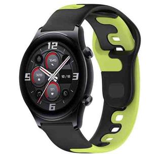 For Honor Watch GS 3 22mm Double Color Silicone Watch Band(Black+Green)