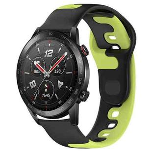 For Honor Watch GS 3i 22mm Double Color Silicone Watch Band(Black+Green)