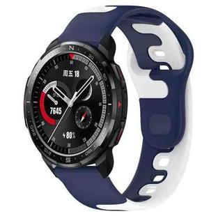 For Honor Watch GS Pro 22mm Double Color Silicone Watch Band(Blue+White)