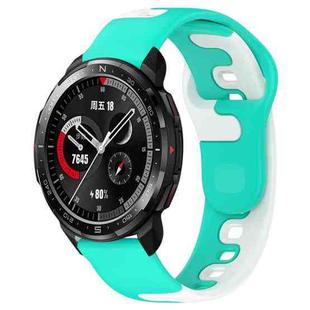 For Honor Watch GS Pro 22mm Double Color Silicone Watch Band(Cyan+White)