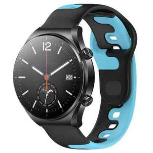 For Xiaomi MI Watch S1 22mm Double Color Silicone Watch Band(Black+Blue)