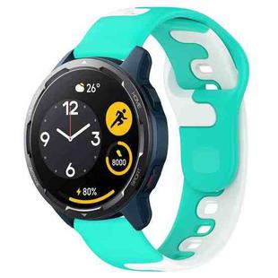 For Xiaomi Watch S1 Active 22mm Double Color Silicone Watch Band(Cyan+White)