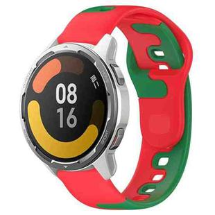 For Xiaomi MI Watch Color 2 22mm Double Color Silicone Watch Band(Red+Green)
