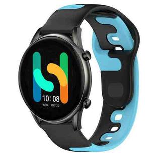 For Xiaomi Haylou RT2 LS10 22mm Double Color Silicone Watch Band(Black+Blue)