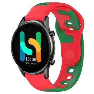 For Xiaomi Haylou RT2 LS10 22mm Double Color Silicone Watch Band(Red+Green)
