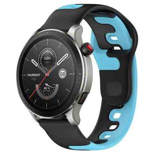 For Amazfit GTR 4 22mm Double Color Silicone Watch Band(Black+Blue)
