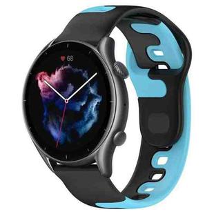 For Amazfit GTR 3 Pro 22mm Double Color Silicone Watch Band(Black+Blue)