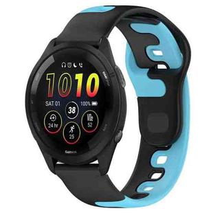 For Garmin Forerunner 265 22mm Double Color Silicone Watch Band(Black+Blue)