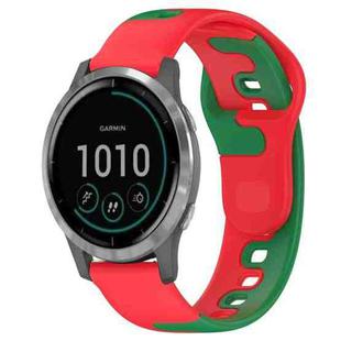 For Garmin Venu 3 22mm Double Color Silicone Watch Band(Red+Green)