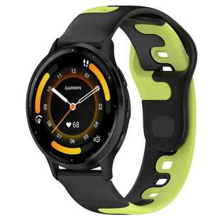 For Garmin Vivoactive 4 22mm Double Color Silicone Watch Band(Black+Green)