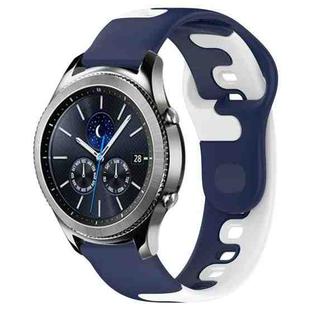 For Samsung Gear S3 Classic 22mm Double Color Silicone Watch Band(Blue+White)