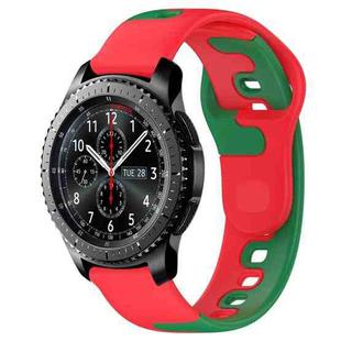 For Samsung Gear S3 Frontier 22mm Double Color Silicone Watch Band(Red+Green)