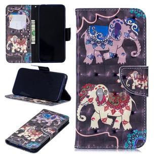 3D Colored Drawing Pattern Horizontal Flip Leather Case for Redmi  Note7, with Holder & Card Slots & Wallet(Two Elephants)