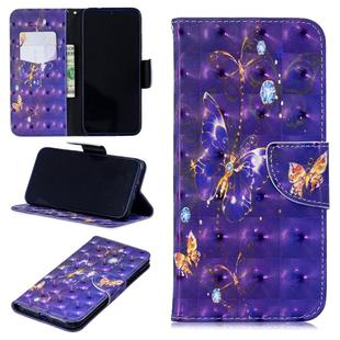 3D Colored Drawing Pattern Horizontal Flip Leather Case for Redmi  Note7, with Holder & Card Slots & Wallet(Purple Butterfly)
