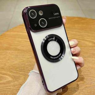 For iPhone 14 Plus Large Window Magsafe Electroplating TPU Phone Case(Purple)