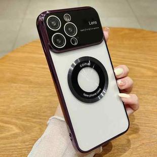 For iPhone 13 Pro Large Window Magsafe Electroplating TPU Phone Case(Purple)