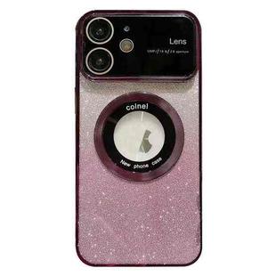 For iPhone 12 Large Window MagSafe Gradient Glitter Electroplating TPU Phone Case(Purple)