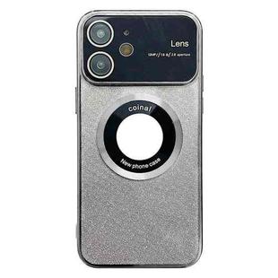 For iPhone 12 Large Window MagSafe Gradient Glitter Electroplating TPU Phone Case(Silver)