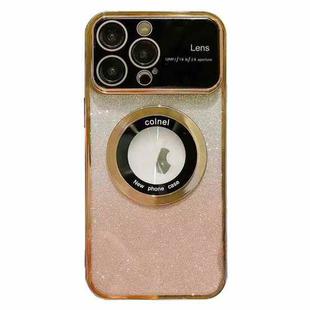For iPhone 12 Pro Large Window MagSafe Gradient Glitter Electroplating TPU Phone Case(Gold)