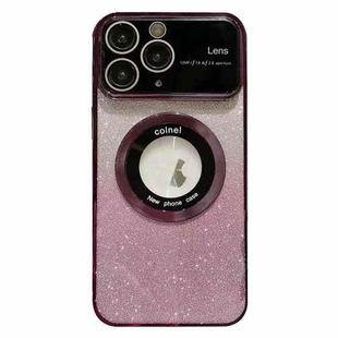 For iPhone 11 Pro Max Large Window MagSafe Gradient Glitter Electroplating TPU Phone Case(Purple)