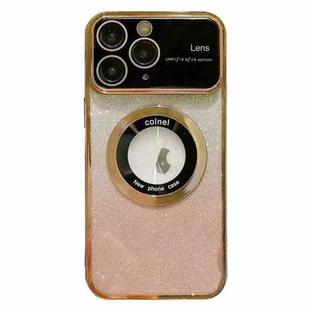 For iPhone 11 Pro Large Window MagSafe Gradient Glitter Electroplating TPU Phone Case(Gold)