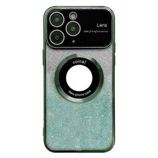 For iPhone 11 Pro Large Window MagSafe Gradient Glitter Electroplating TPU Phone Case(Green)