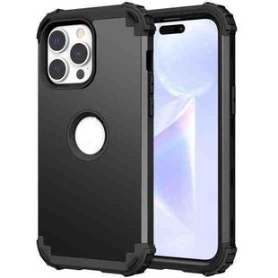 For iPhone 15 Pro 3 in 1 Silicone Hybrid PC Shockproof Phone Case(Black)