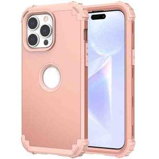 For iPhone 15 Pro 3 in 1 Silicone Hybrid PC Shockproof Phone Case(Rose Gold)