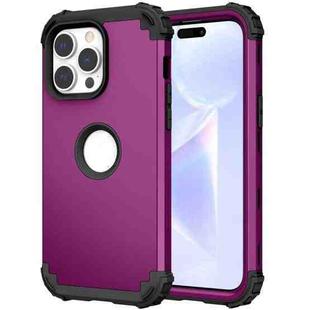 For iPhone 15 Pro 3 in 1 Silicone Hybrid PC Shockproof Phone Case(Purple)