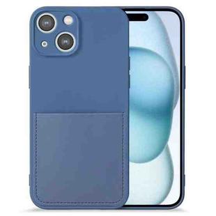 For iPhone 15 Imitate Liquid Silicone Skin Feel Phone Case with Card Slot(Blue)