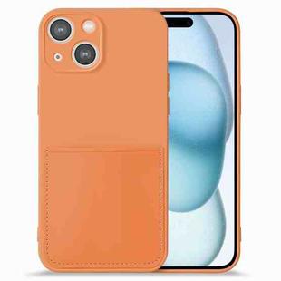 For iPhone 15 Imitate Liquid Silicone Skin Feel Phone Case with Card Slot(Orange)