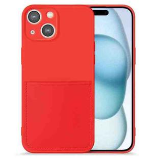 For iPhone 15 Imitate Liquid Silicone Skin Feel Phone Case with Card Slot(Red)