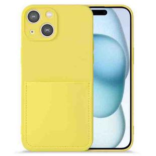 For iPhone 15 Plus Imitate Liquid Silicone Skin Feel Phone Case with Card Slot(Yellow)