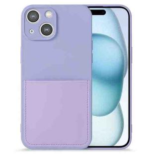 For iPhone 15 Plus Imitate Liquid Silicone Skin Feel Phone Case with Card Slot(Purple)