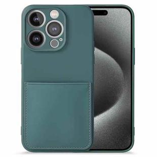 For iPhone 15 Pro Imitate Liquid Silicone Skin Feel Phone Case with Card Slot(Green)