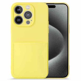 For iPhone 15 Pro Imitate Liquid Silicone Skin Feel Phone Case with Card Slot(Yellow)