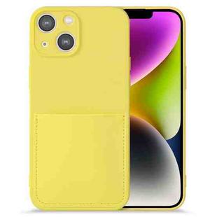 For iPhone 14 Plus Imitate Liquid Silicone Skin Feel Phone Case with Card Slot(Yellow)