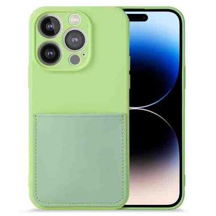 For iPhone 14 Pro Imitate Liquid Silicone Skin Feel Phone Case with Card Slot(Tea Green)