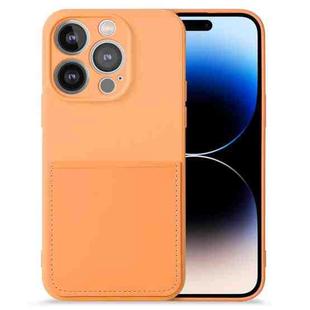 For iPhone 14 Pro Max Imitate Liquid Silicone Skin Feel Phone Case with Card Slot(Orange)